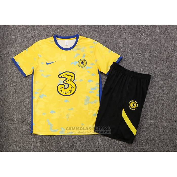 Fato de Treino Chelsea Manga Curta 2022-2023 Amarelo - Calcas Curta